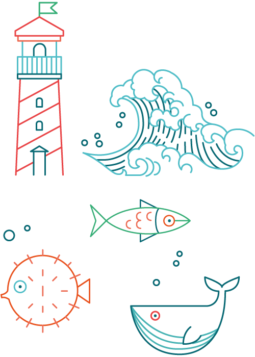 imagen con ilustraciones de peces